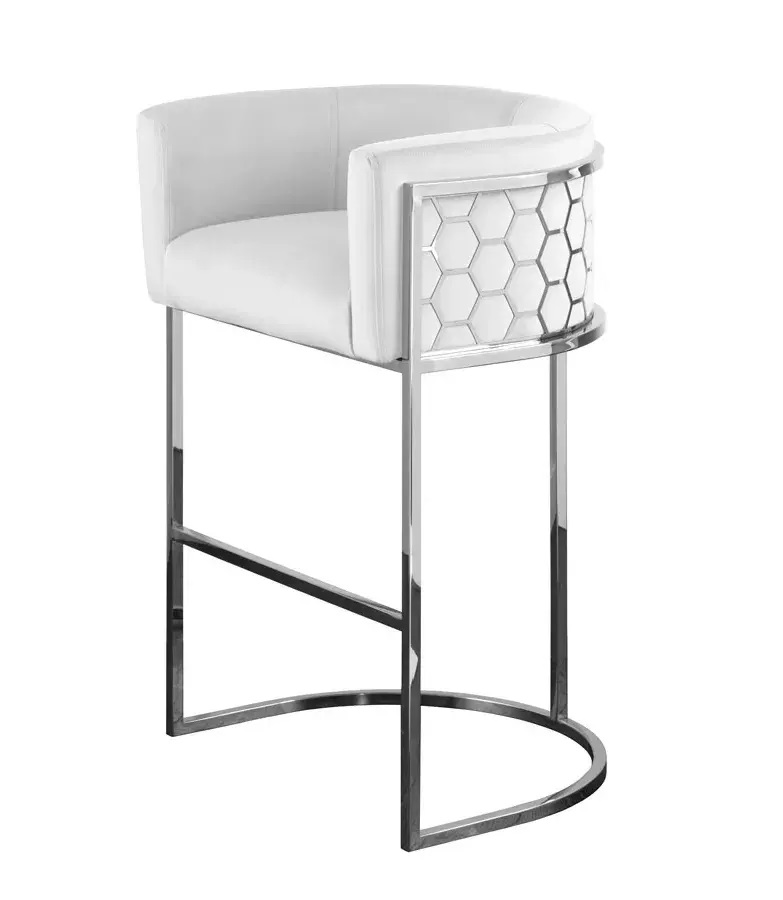 biało srebrne krzesła barowe