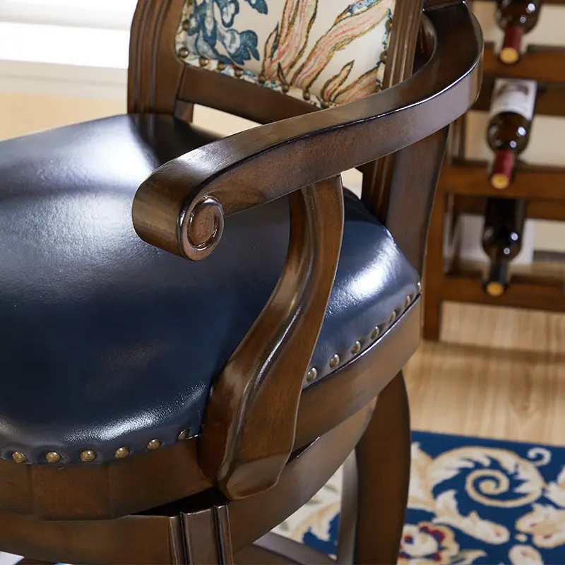 amerykańskie krzesło barowe obotowe ze skóry