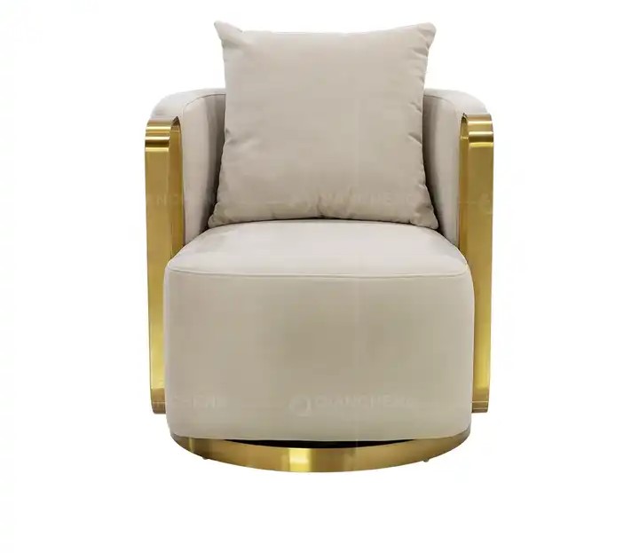 biały fotel złote boki i podstawa