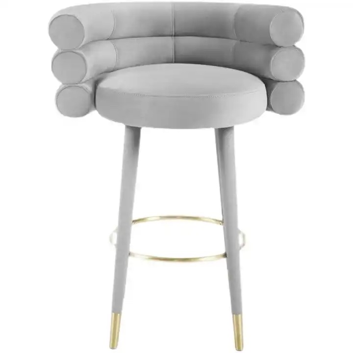 szare krzesło barowe ze złotymi nogami