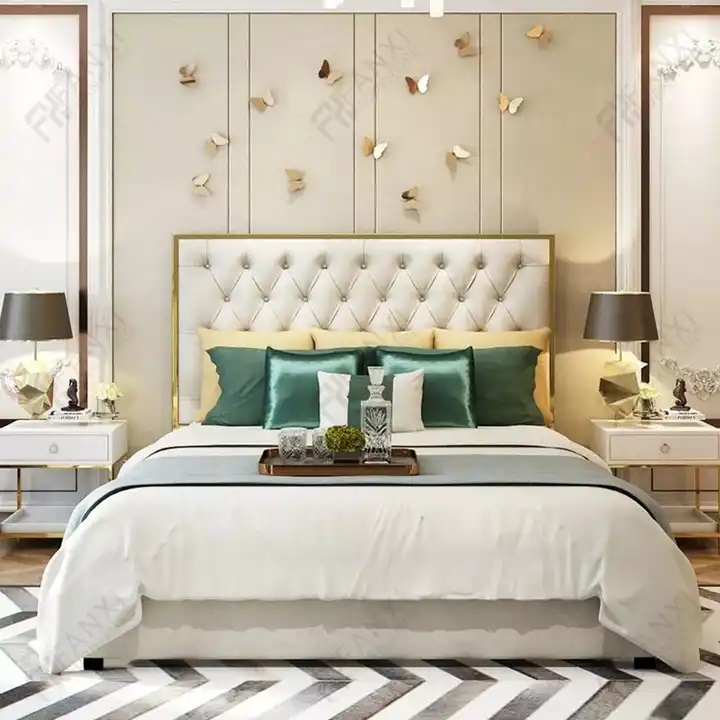 białe łóżko glamour tapicerowane eko skóra