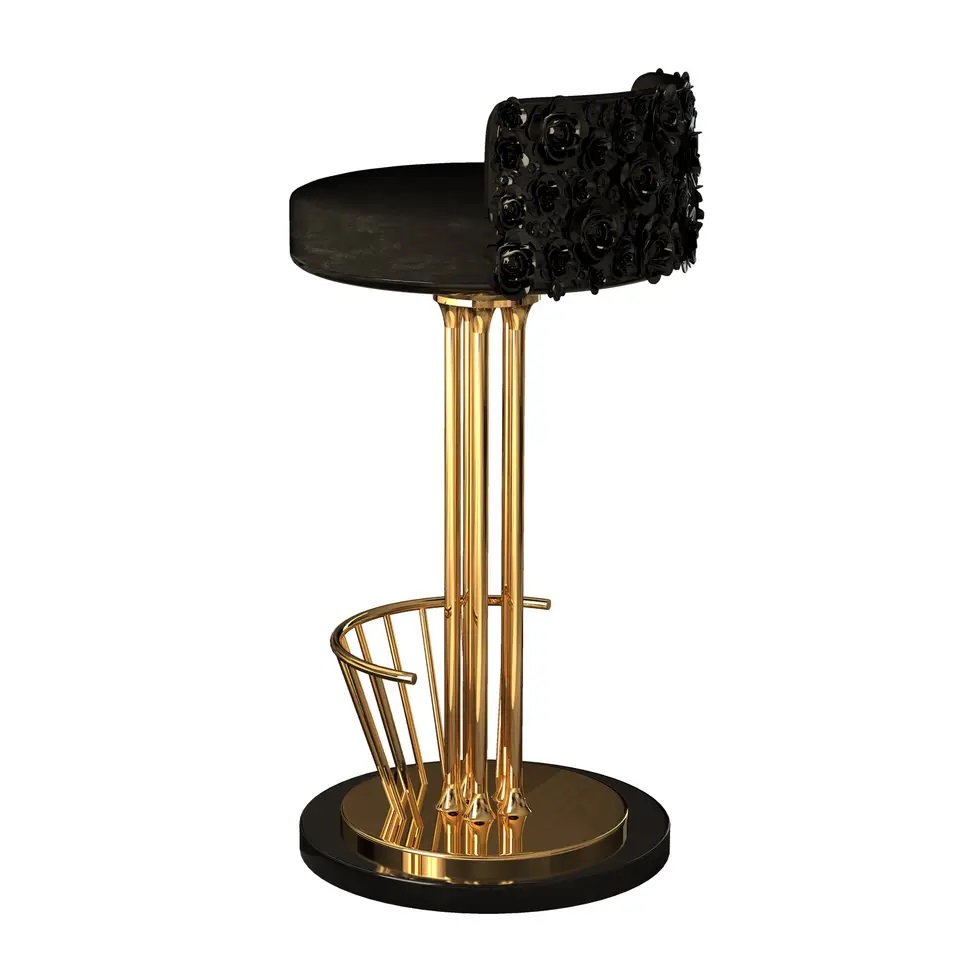złoty hoker krzesło barowe czarne