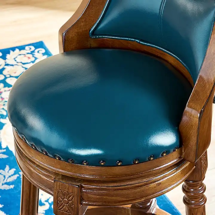 amerykańskie turkusowe skórzane krzesło barowe