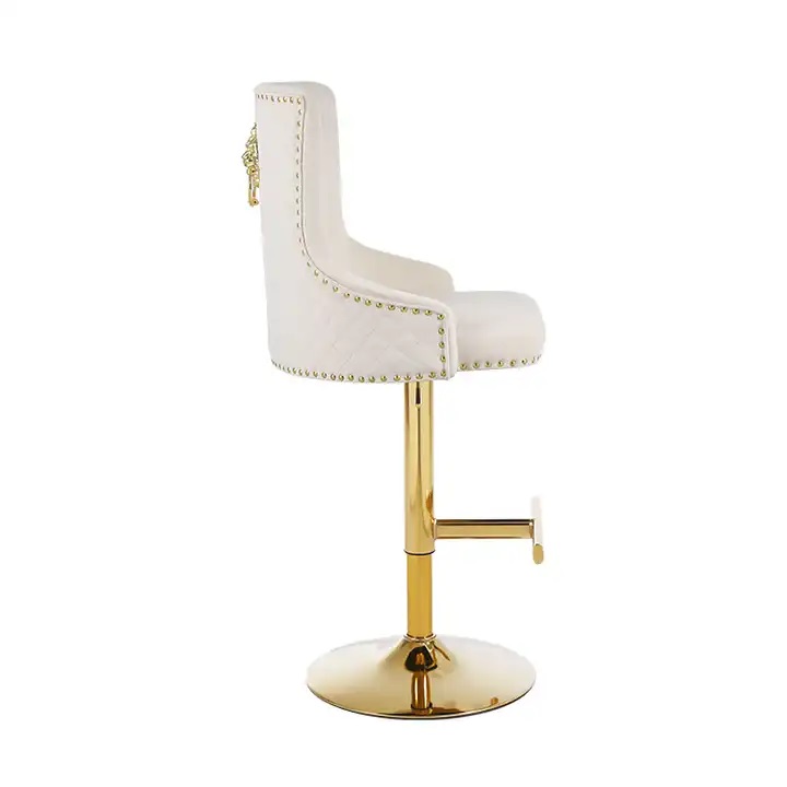 biały złote krzesło barowe/ hoker z głowa lwa