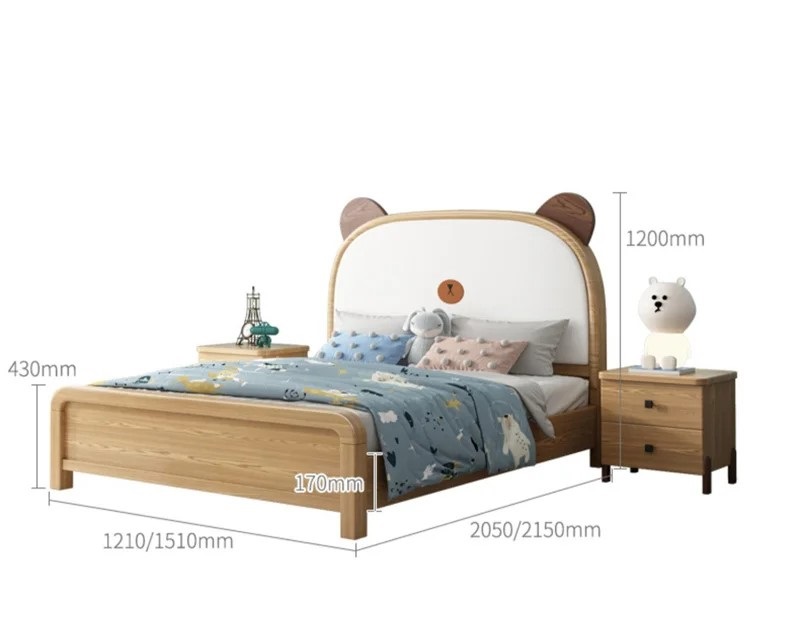 łóżko dziecięce drewniane z misiem