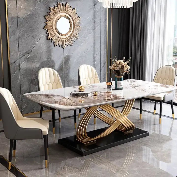 stół glamour z marmurowym blatem